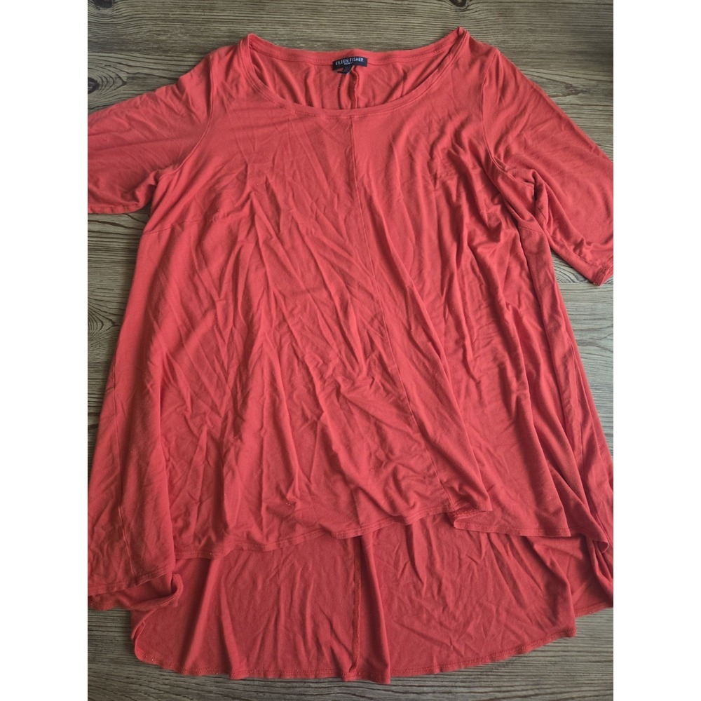 Eileen Fisher 1X Plus Red  Long Tunic 2 Lengths Layered Basic Minimal READ